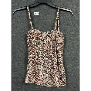 Alex Marie Tankini Top Womens Size S Swimwear Swimsuit Leopard Print Swim
